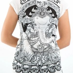 Sure Design Womens Batman Ganesh T-Shirt White NEW